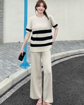Korean style tops wide leg pants 2pcs set for women