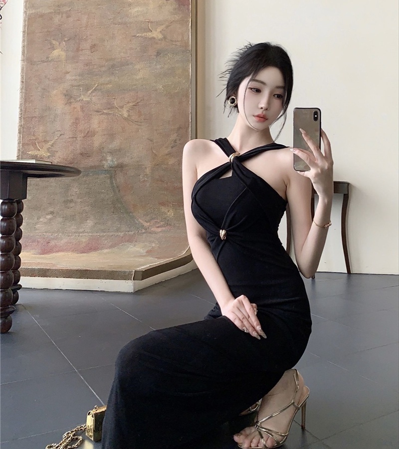 Summer black dress temperament long dress for women
