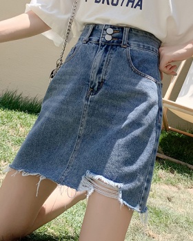 High waist slim denim skirt large yard A-line short skirt
