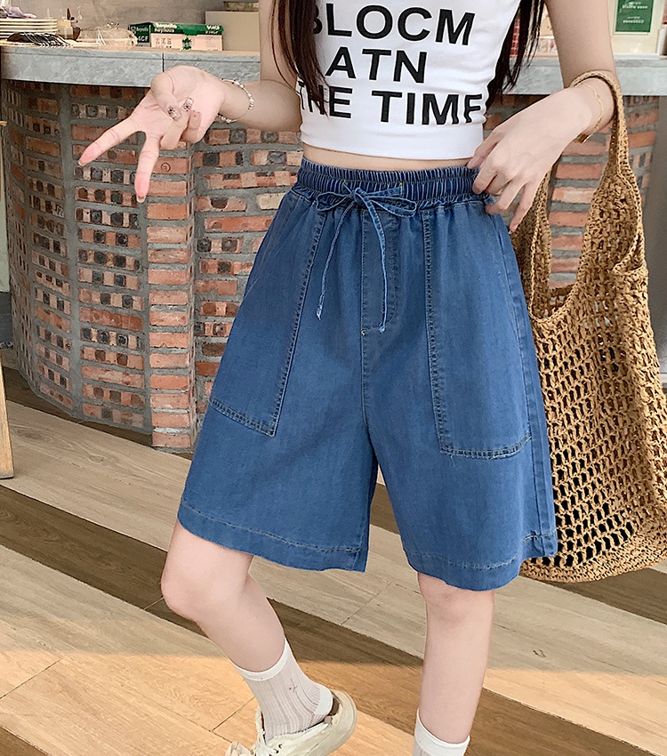 College style wide leg short jeans loose fat sister shorts