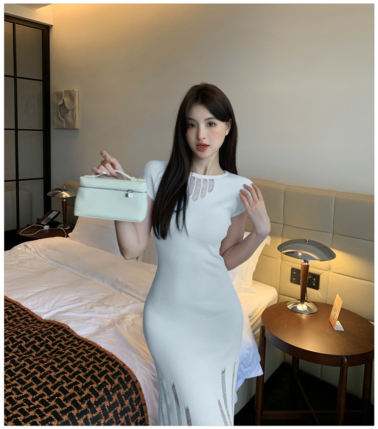 Package hip sexy long dress knitted hollow dress for women