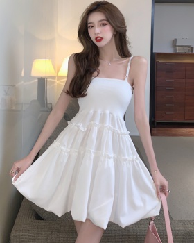 Enticement white strap dress France style dress for women