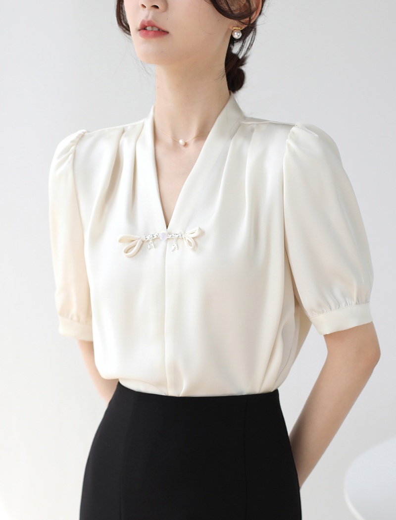 Short sleeve Chinese style small shirt light shirt for women