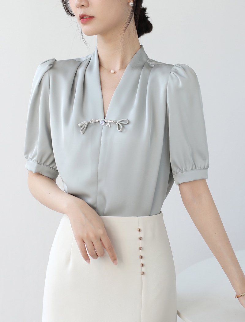 Short sleeve Chinese style small shirt light shirt for women