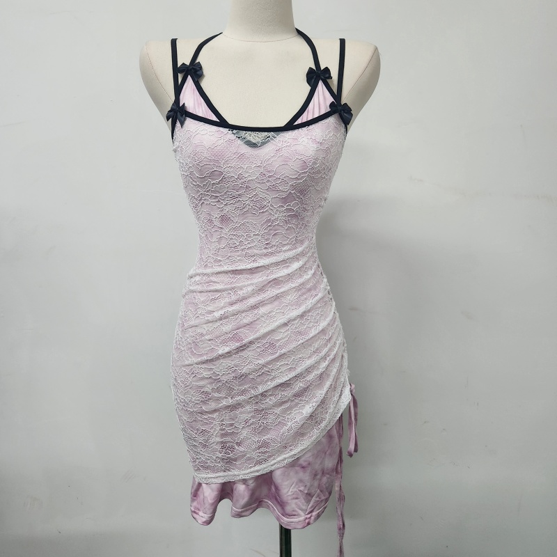 Enticement sling irregular Pseudo-two dress for women
