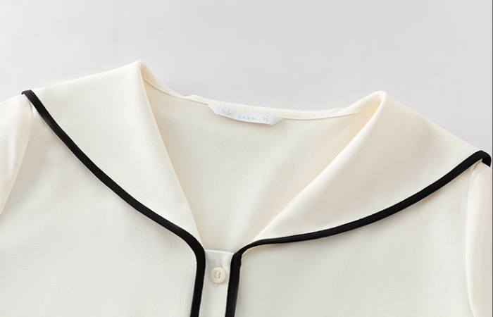 Temperament navy collar shirt short sleeve tops for women