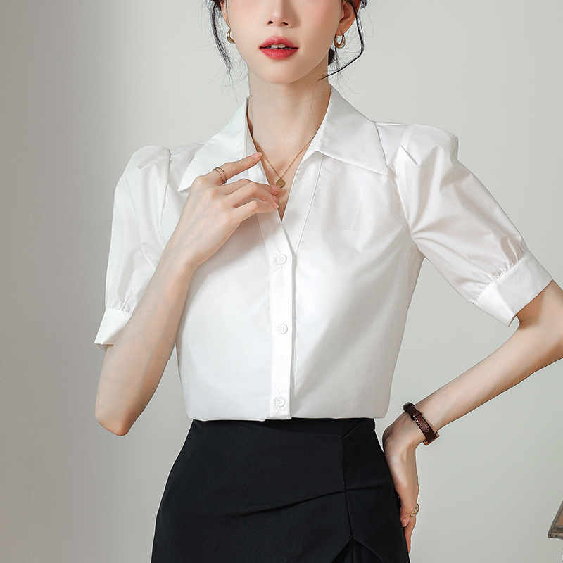 Short sleeve summer niche profession small fellow shirt for women