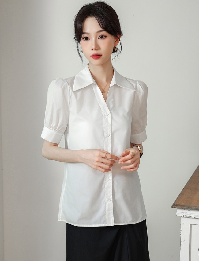 Short sleeve summer niche profession small fellow shirt for women