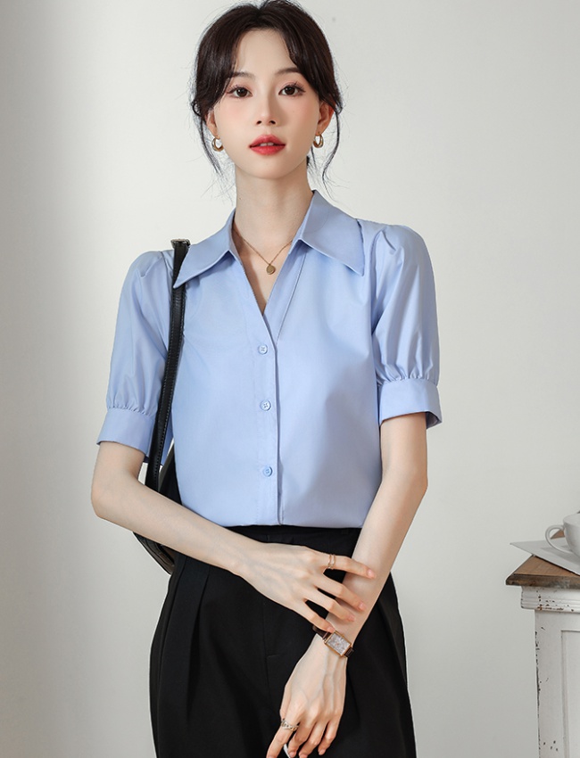 Short sleeve summer niche profession small fellow shirt for women