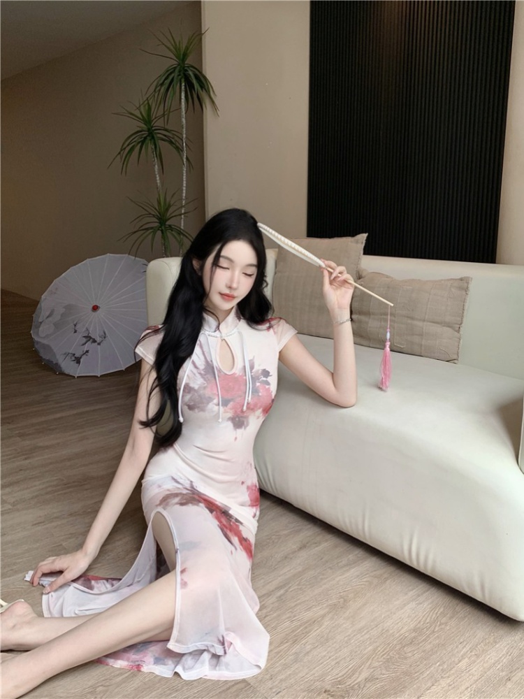Summer Chinese style dress long colors cheongsam
