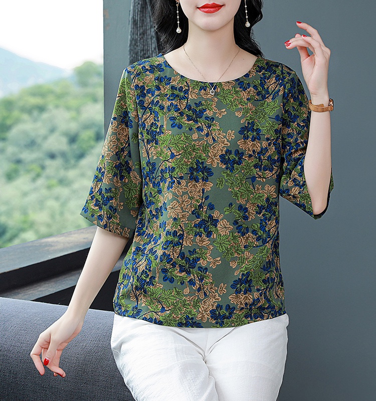 Silk spring and summer tops real silk T-shirt for women