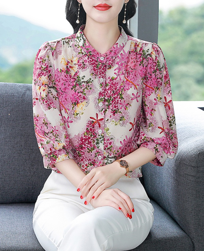 Silk chiffon tops spring and summer shirt for women