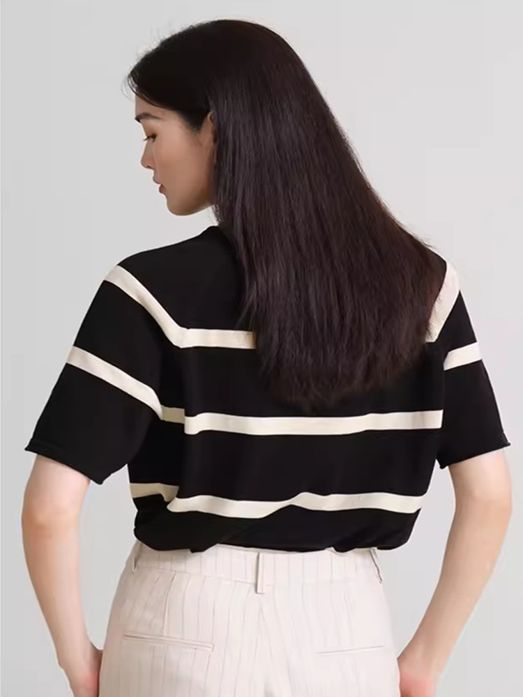 Cotton round neck T-shirt short sleeve tops for women