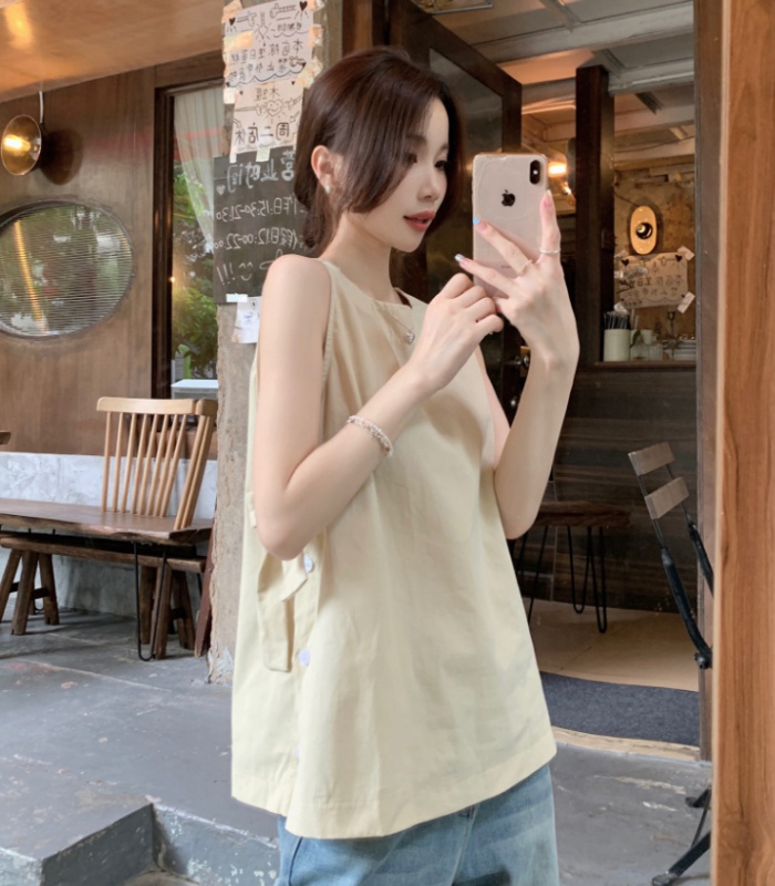 Pullover round neck shirt France style vest for women