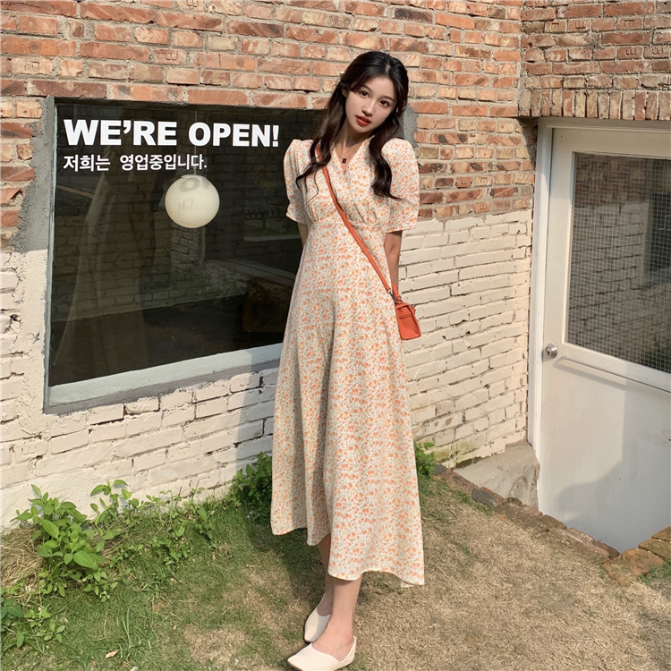Korean style summer dress frenum long dress for women