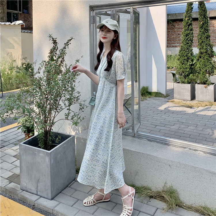 Korean style summer dress frenum long dress for women