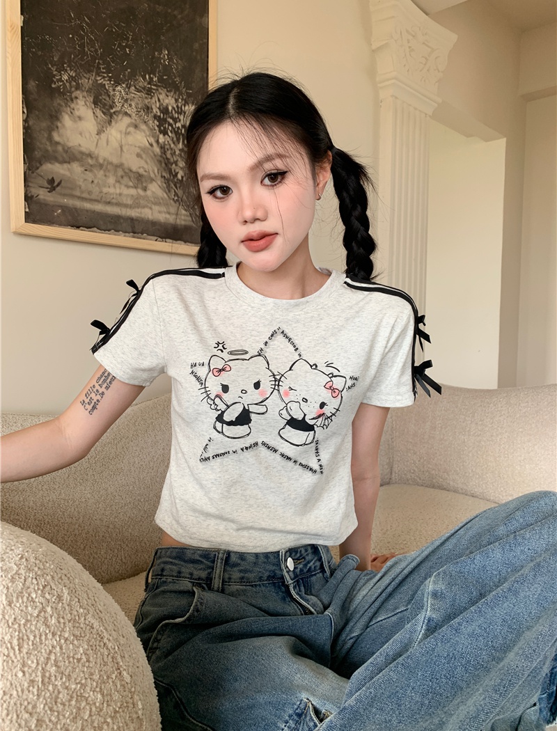 Printing cat short sleeve cartoon short T-shirt