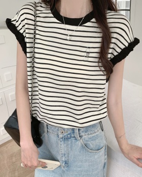 Round neck embroidery tops short sleeve T-shirt