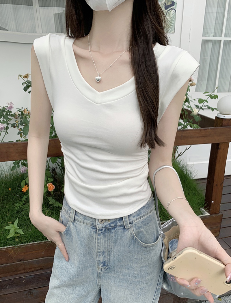Sexy Korean style T-shirt slim short tops for women