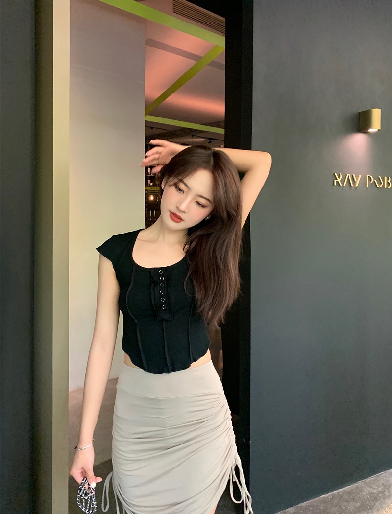 Korean style short sleeve tops slim small shirt