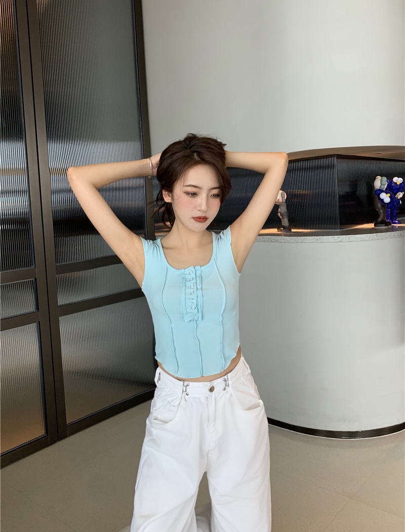 Korean style short sleeve tops slim small shirt