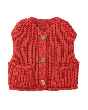 European style sleeveless vest V-neck sweater for women