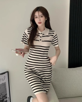 Summer knitted Casual unique stripe dress for women