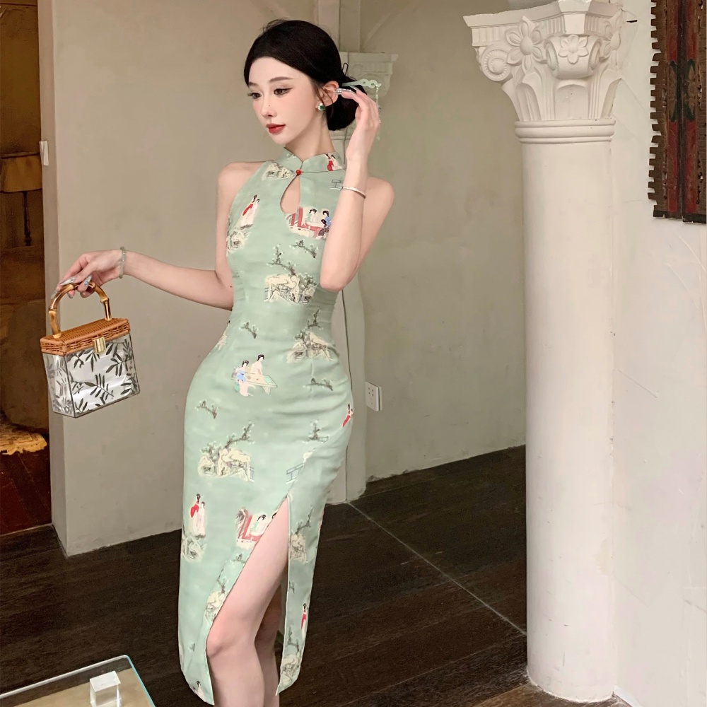 Light halter dress temperament cheongsam for women