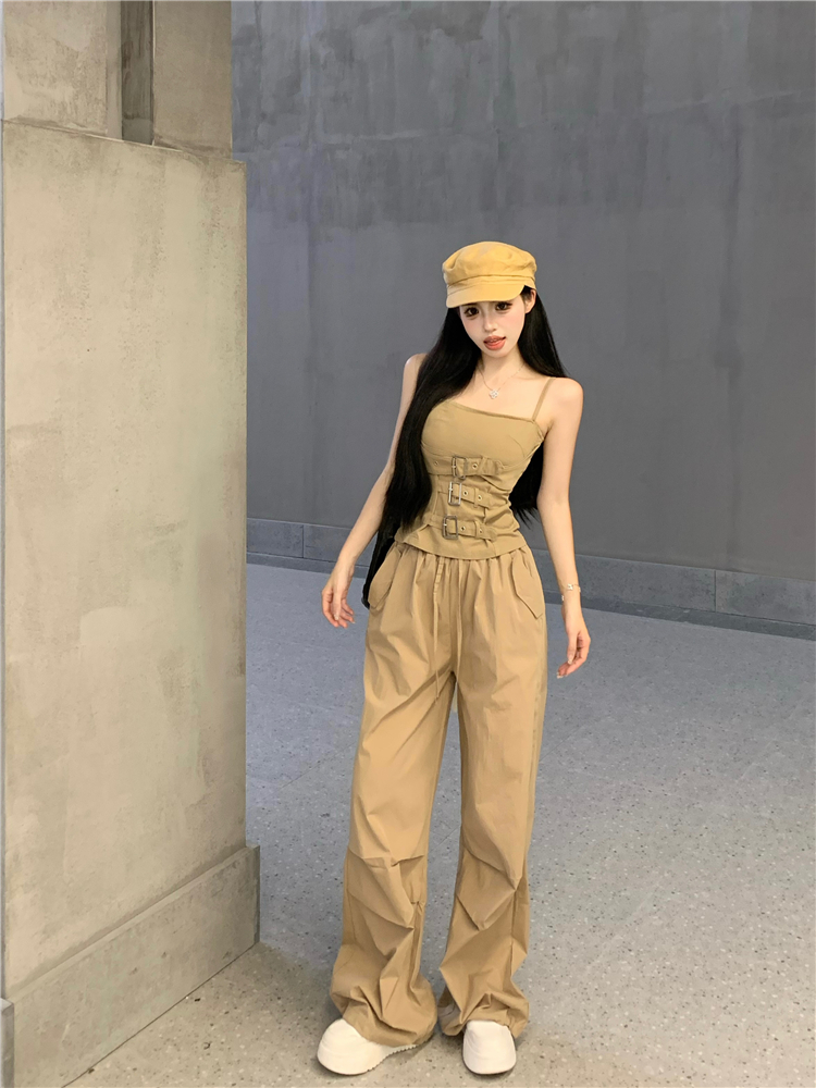 Spicegirl work clothing sling casual pants 2pcs set