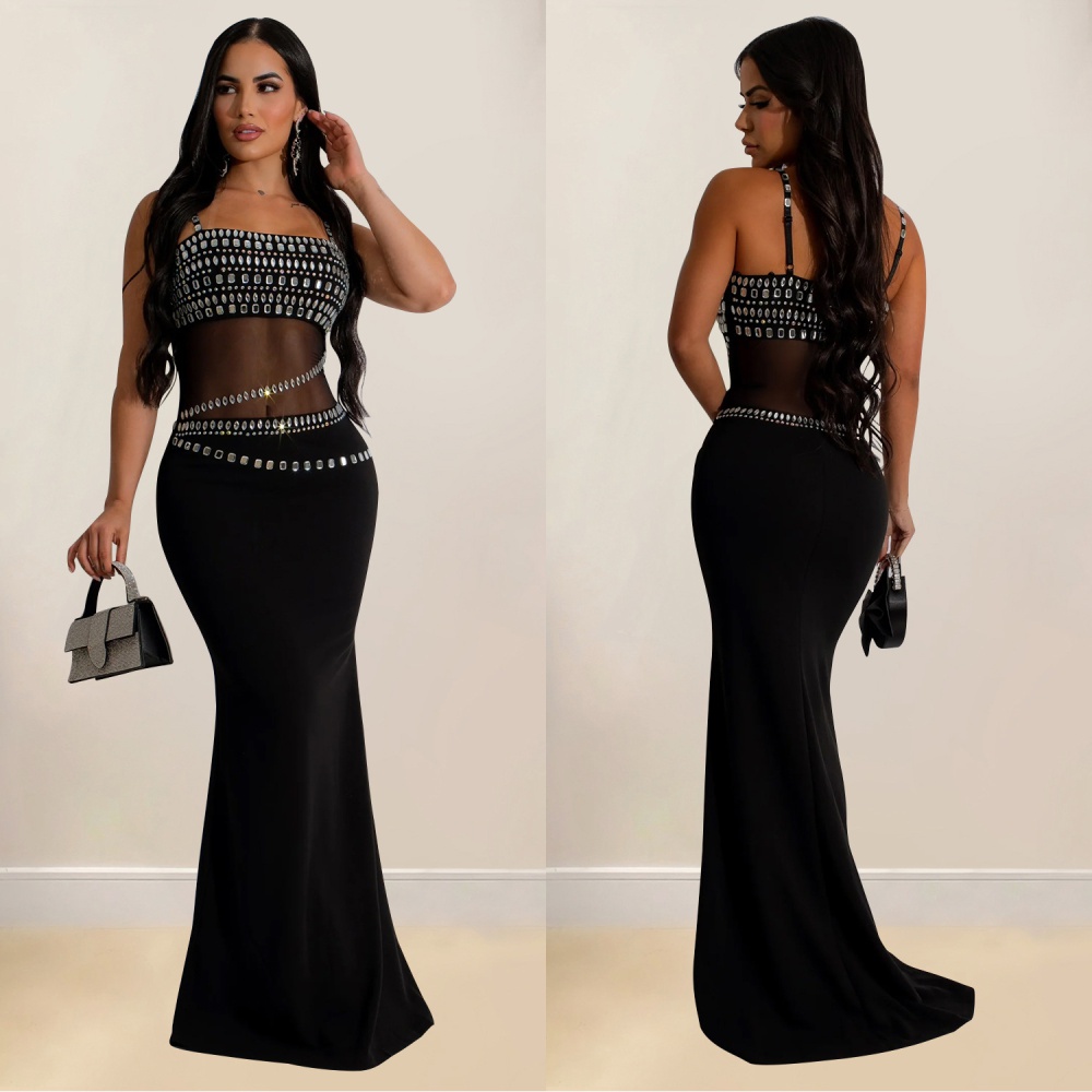 Fashion rhinestone long dress European style dress