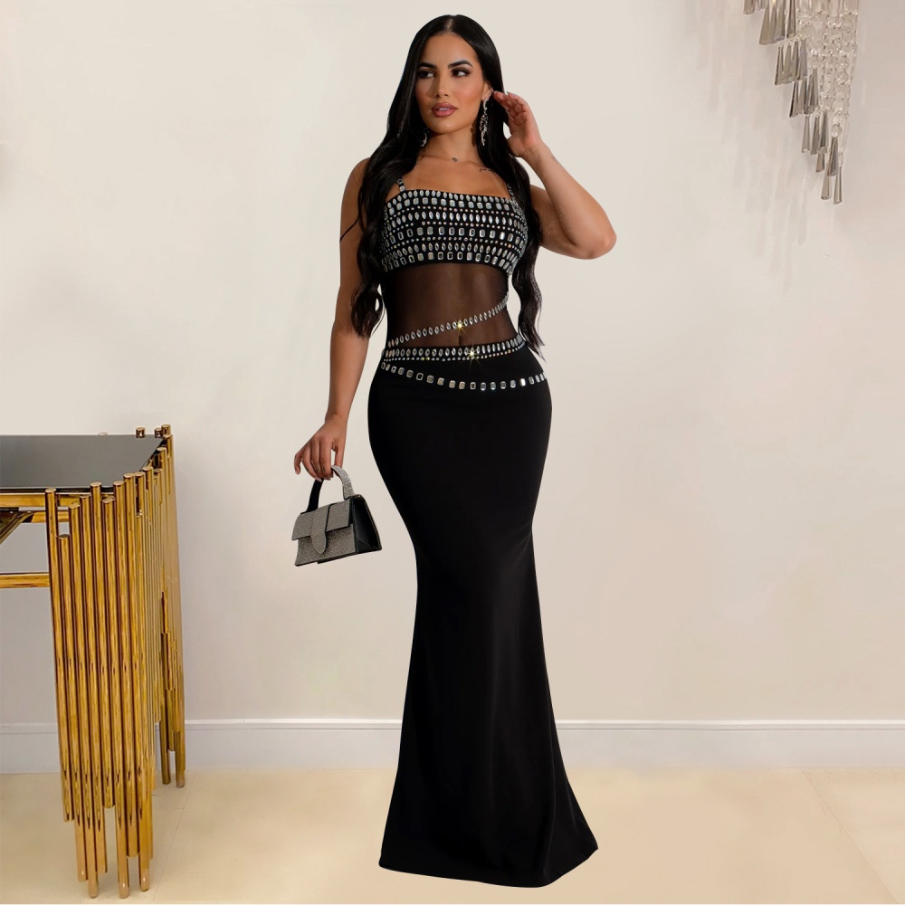 Fashion rhinestone long dress European style dress