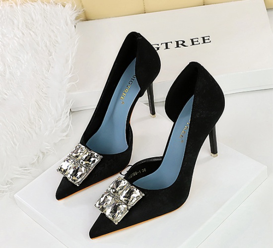 Low rhinestone high-heeled shoes high-heeled shoes