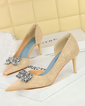 Korean style pointed high-heeled metal fine-root shoes