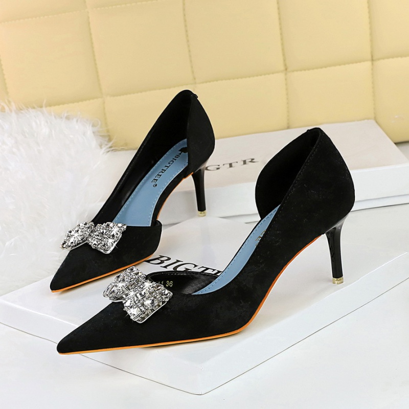 Korean style pointed high-heeled metal fine-root shoes