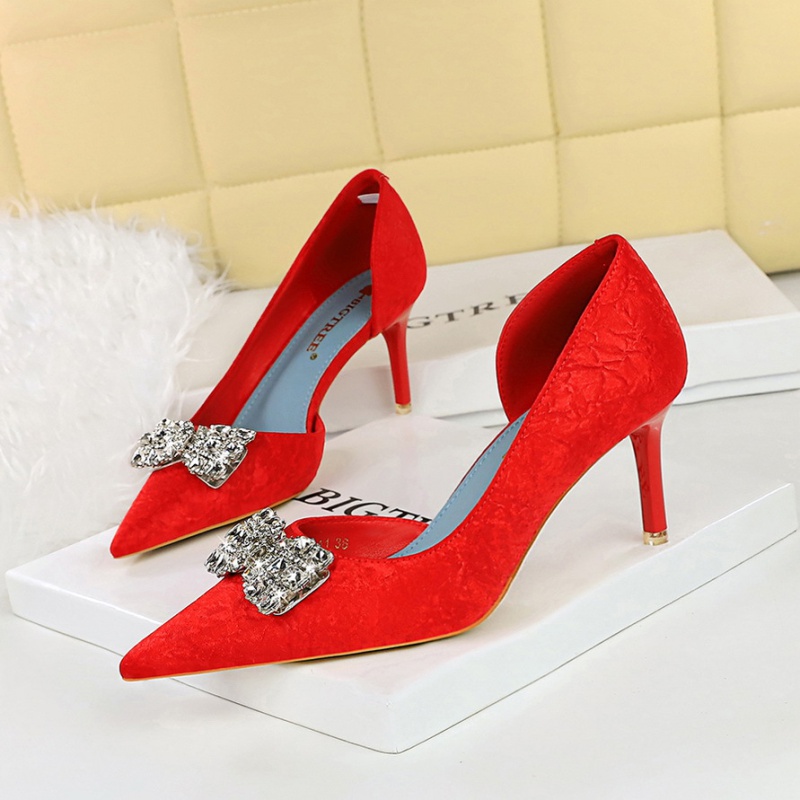 Korean style pointed high-heeled metal fine-root shoes