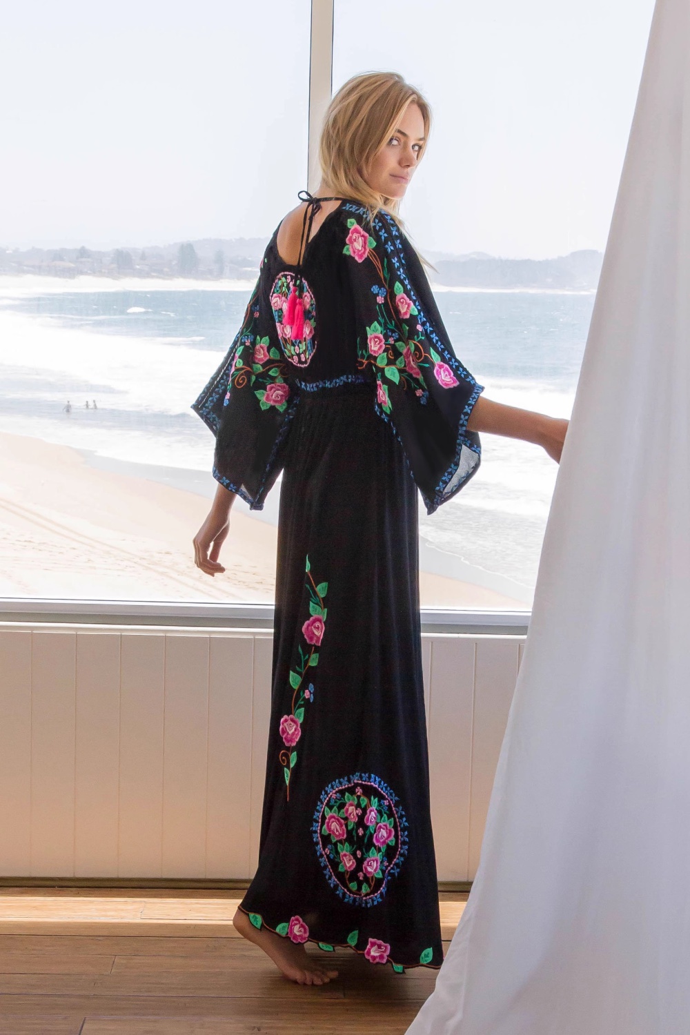 Stunning embroidery dress lined long dress