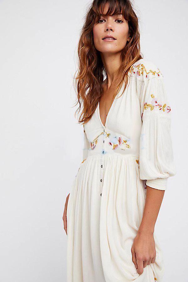 National style lined embroidery dress