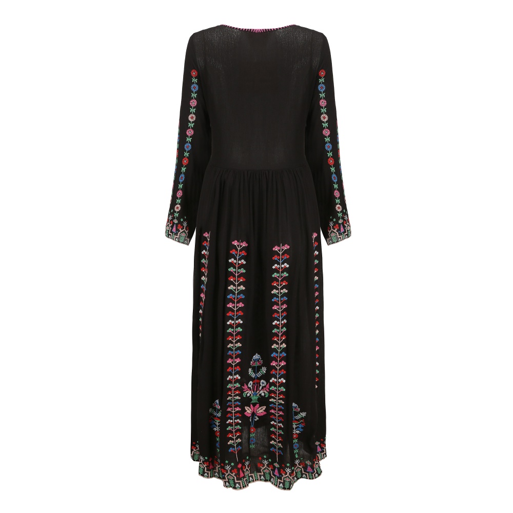 Embroidery Bohemian style dress lined long dress