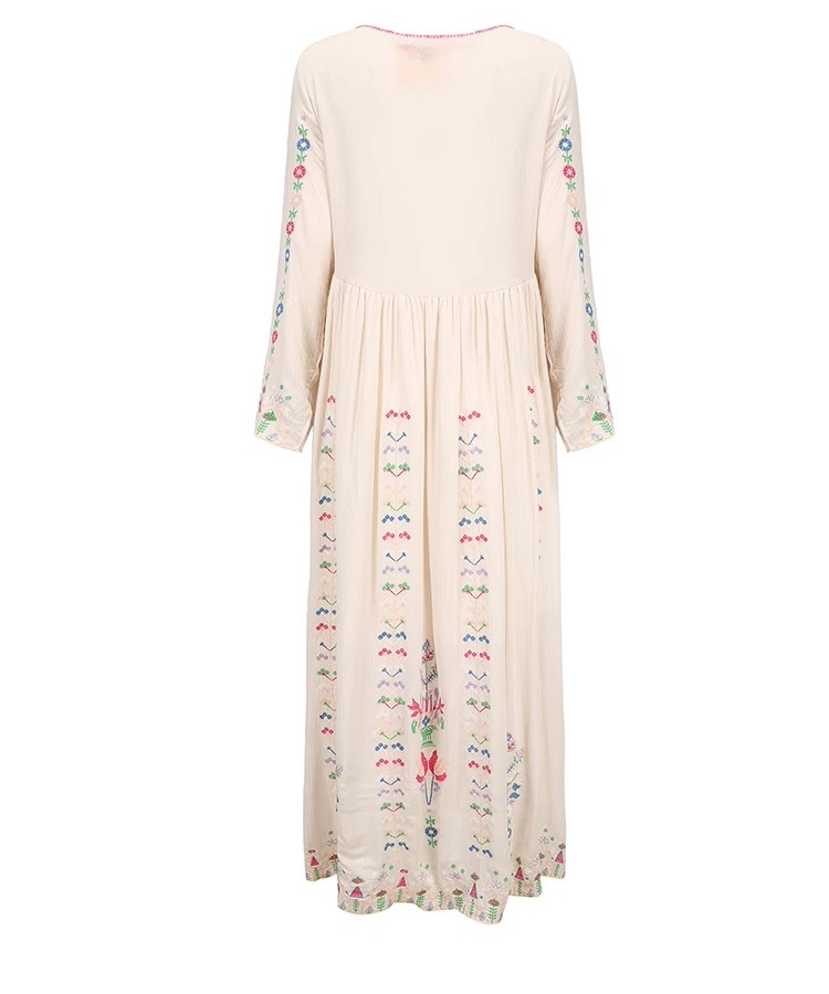 Embroidery Bohemian style dress lined long dress