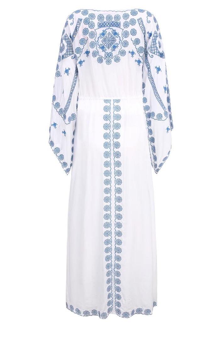 Blue and white porcelain Chinese style loose dress