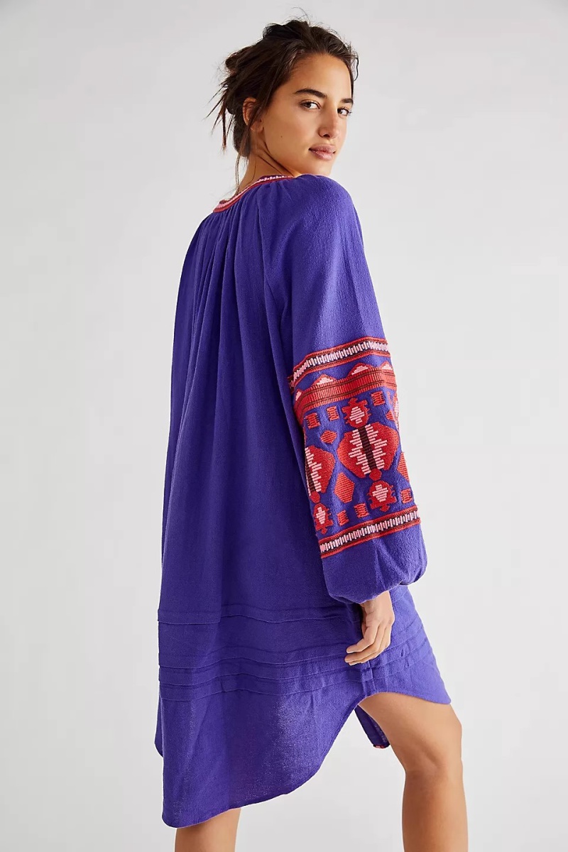 National style loose cardigans embroidery dress