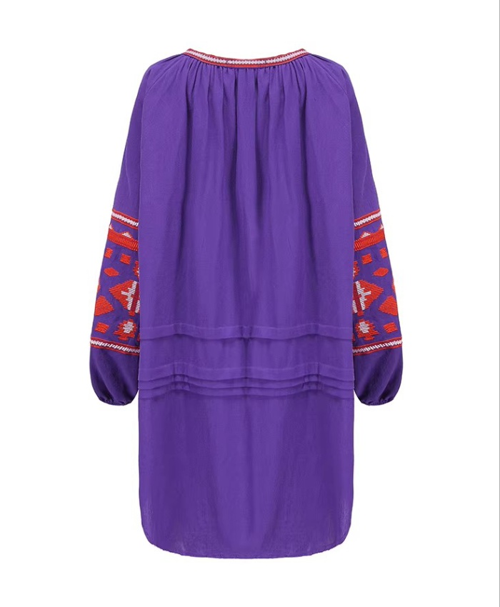 National style loose cardigans embroidery dress