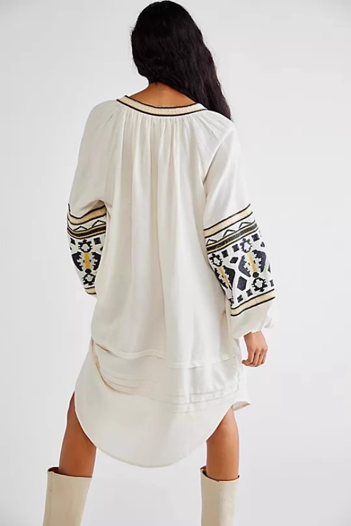 National style loose cardigans embroidery dress