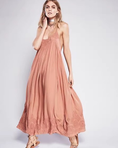 Embroidery elegant bandage Bohemian style long dress