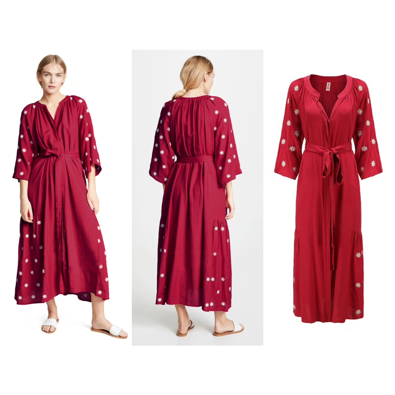 Loose embroidery red dress