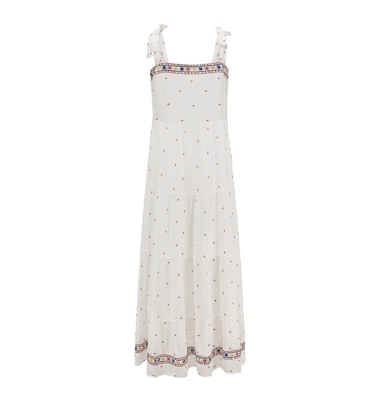 Sling long embroidery long dress