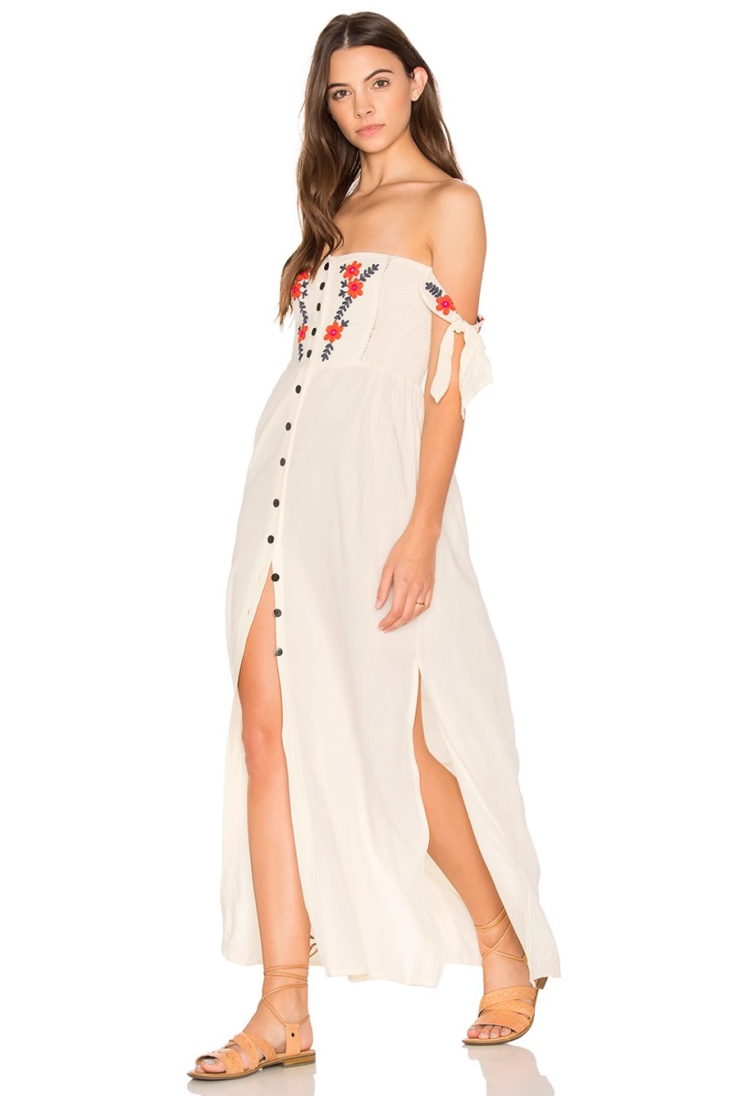Embroidery vacation lined dress