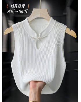 Sleeveless sling vest loose white bottoming shirt