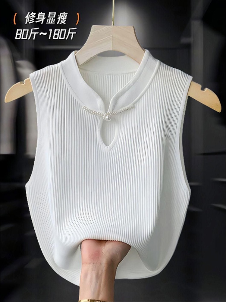 Sleeveless sling vest loose white bottoming shirt