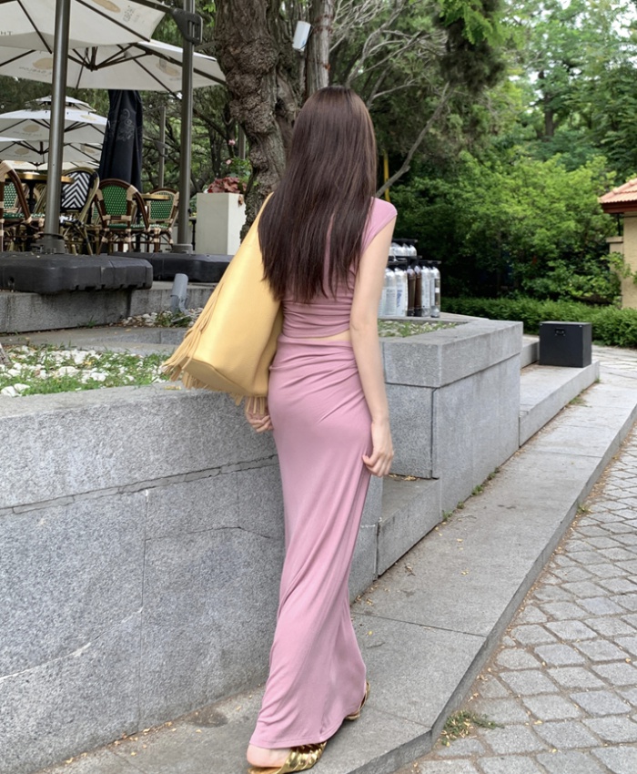 Summer vest retro long skirt 2pcs set for women